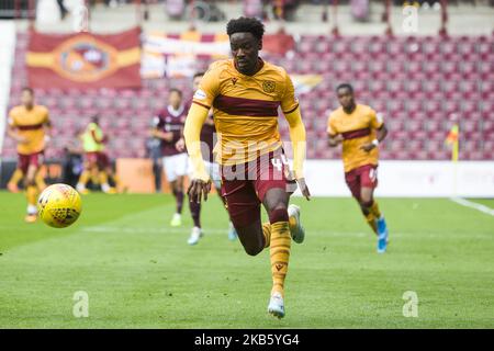 Devante Cole de Motherwell lors du match entre Hearts et Motherwell de la Premier League écossaise au parc Tynecastle, le 14 septembre 2019 à Édimbourg, en Écosse. (Photo par Ewan Bootman/NurPhoto) Banque D'Images