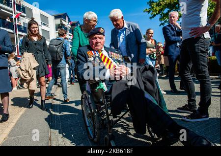 Les anciens combattants de la deuxième Guerre mondiale arrivent à l'arrivée de South route, dans le cadre des célébrations du 75 anniversaire de l'OMG à Veghel, sur 14 septembre 2019. (Photo par Romy Arroyo Fernandez/NurPhoto) Banque D'Images