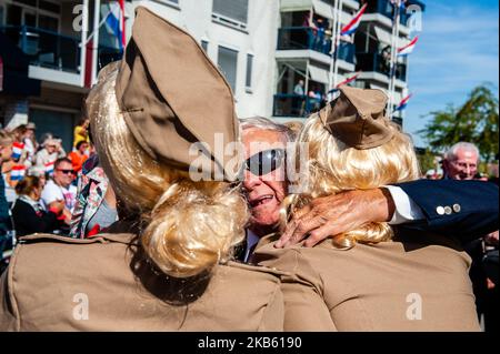 Les anciens combattants de la deuxième Guerre mondiale arrivent à l'arrivée de South route, dans le cadre des célébrations du 75 anniversaire de l'OMG à Veghel, sur 14 septembre 2019. (Photo par Romy Arroyo Fernandez/NurPhoto) Banque D'Images