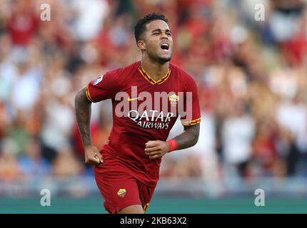 Justin Kluivert de Roma célèbre après avoir été marquant pendant le match de la série A COMME Roma contre US Sassuolo au stade Olimpico de Rome, Italie sur 15 septembre 2019 (photo de Matteo Ciambelli/NurPhoto) Banque D'Images