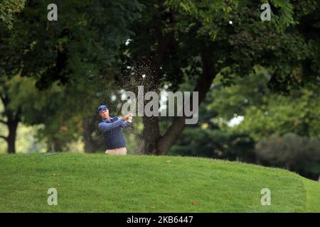 Bob Estes d'Austin, Texas, est passé du fairway au premier green lors du deuxième tour du défi Ally présenté par McLaren au Warwick Hills Golf & Country Club, Grand blanc, MI, USA Saturday, 14 septembre, 2019. (Photo par Amy Lemus/NurPhoto) Banque D'Images