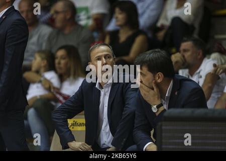 Vincent Collet en action lors du match de basket-ball de la FIBA entre SIG Strasbourg (STR) et ASVEL Lyon Rhenus Sport à Strasbourg, France, sur 17 septembre, 2019. (Photo par Elyxandro Cegarra/NurPhoto) Banque D'Images