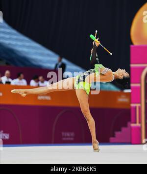 Anna-Marie Ondaatje de Sri Lanka lors des Championnats du monde de gymnastique rythmique 37th à l'arène nationale de gymnastique à Bakou, Azerbaïdjan sur 18 septembre 2019. (Photo par Ulrik Pedersen/NurPhoto) Banque D'Images