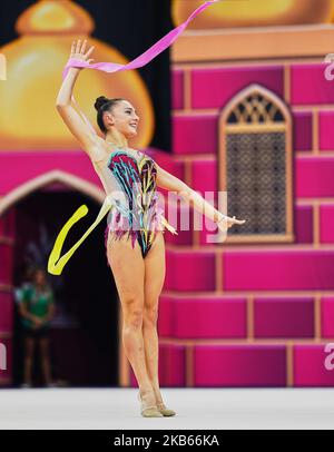 Anna-Marie Ondaatje de Sri Lanka lors des Championnats du monde de gymnastique rythmique 37th à l'arène nationale de gymnastique à Bakou, Azerbaïdjan sur 18 septembre 2019. (Photo par Ulrik Pedersen/NurPhoto) Banque D'Images