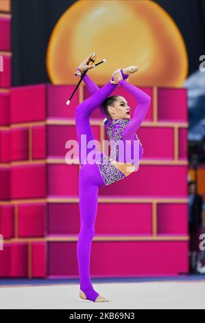 Vlada Nikolichenko d'Ukraine pendant les Championnats du monde de gymnastique rythmique 37th à l'arène nationale de gymnastique à Bakou, Azerbaïdjan sur 19 septembre 2019. (Photo par Ulrik Pedersen/NurPhoto) Banque D'Images