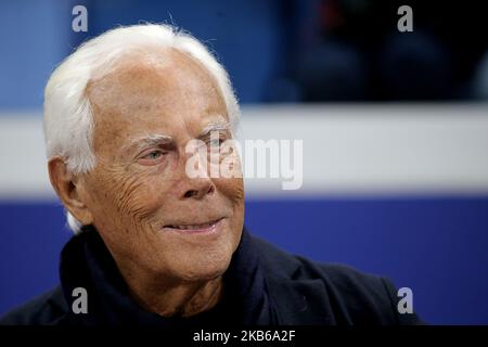 Giorgio Armani propriétaire d'AX Armani Exchange Olimpia Milan lors du match amical entre AX Armani Exchange Milano et Urania Milano à Allianz Cloud Milano sur 19 septembre 2019 à Milan, Italie. (Photo de Giuseppe Cottini/NurPhoto) Banque D'Images