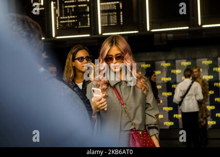 Valentina Ferragni à l'extérieur de Fendi à Milan Fashion week, Milan, Italie, on 19 septembre 2019, Italie (photo par Mairo Cinquetti/NurPhoto) Banque D'Images