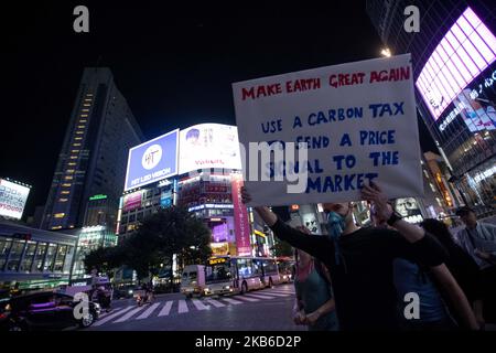 Participant aux vendredis pour une future manifestation de mouvement lors d'une journée nationale d'action contre le changement climatique à 20 septembre 2019 à Tokyo, au Japon. Les activistes exigent de prendre une voie politique rapide vers la réduction des émissions de CO2 et la lutte contre le réchauffement des températures de la Terre (photo d'Alessandro Di Ciommo/NurPhoto) Banque D'Images