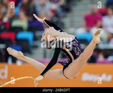 Vlada Nikolichenko d'Ukraine pendant les Championnats du monde de gymnastique rythmique 37th à l'arène nationale de gymnastique à Bakou, Azerbaïdjan sur 20 septembre 2019. (Photo par Ulrik Pedersen/NurPhoto) Banque D'Images