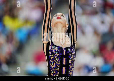 Vlada Nikolichenko d'Ukraine pendant les Championnats du monde de gymnastique rythmique 37th à l'arène nationale de gymnastique à Bakou, Azerbaïdjan sur 20 septembre 2019. (Photo par Ulrik Pedersen/NurPhoto) Banque D'Images