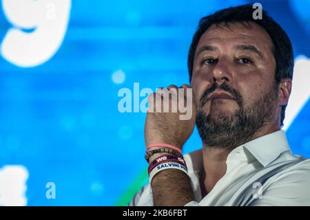 Le chef du parti politique de la Ligue du Nord, Matteo Salvini, participe à Atreju 2019 . Atreju est une conférence de militants de droite organisée par le parti politique Fratelli d'Italia. On. 20 septembre 2019 à Rome, Italie. (Photo par Andrea Ronchini/NurPhoto) Banque D'Images