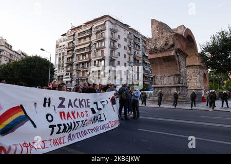 Manifestation à l'occasion d'un an après la mort de Zak Kostopoulos. Zak a battu jusqu'à la mort près de la place Omonoia à Athènes, Thessalonique, Grèce sur 21 septembre.2019. (Photo par Achilleas Chiras/NurPhoto) Banque D'Images