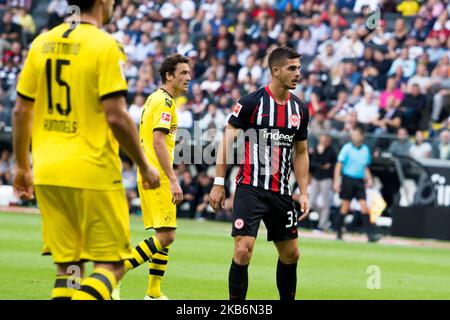 André Silva d'Eintracht Francfort pendant le 1. Match de Bundesliga entre Eintracht Frankfurt et Borussia Dortmund à la Commerzbank Arena sur 22 septembre 2019 à Francfort, Allemagne. (Photo de Peter Niedung/NurPhoto) Banque D'Images