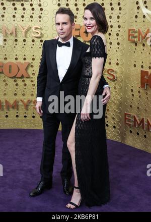 LOS ANGELES, CALIFORNIE, États-Unis - SEPTEMBRE 22 : Sam Rockwell et Leslie Bibb arrivent aux Primetime Emmy Awards 71st qui se tiennent au Microsoft Theatre L.A. Vivez sur 22 septembre 2019 à Los Angeles, Californie, États-Unis. (Photo par Xavier Collin/image Press Agency/NurPhoto) Banque D'Images