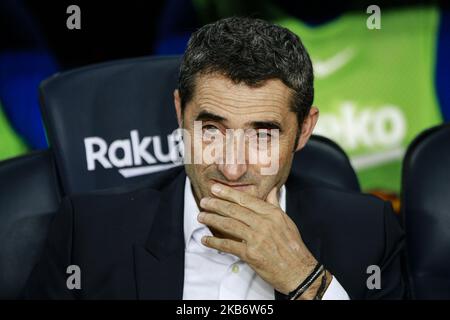 Ernesto Valverde de l'Espagne du FC Barcelone lors du match de la Liga entre le FC Barcelone et Vilareal au Camp Nou Stadium à Barcelone 24 du septembre 2019, Espagne. (Photo par Xavier Bonilla/NurPhoto) Banque D'Images