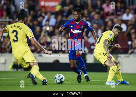 31 Ansu Fati du FC Barcelone pendant le match de la Liga entre le FC Barcelone et Vilareal au stade Camp Nou à Barcelone 24 septembre 2019, Espagne. (Photo par Xavier Bonilla/NurPhoto) Banque D'Images