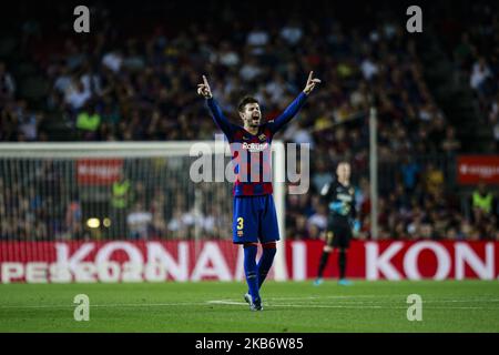 03 Gerard pique d'Espagne du FC Barcelone pendant le match de la Liga entre le FC Barcelone et Vilareal au Camp Nou Stadium à Barcelone 24 septembre 2019, Espagne. (Photo par Xavier Bonilla/NurPhoto) Banque D'Images