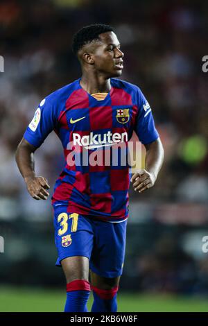 31 Ansu Fati du FC Barcelone pendant le match de la Liga entre le FC Barcelone et Vilareal au stade Camp Nou à Barcelone 24 septembre 2019, Espagne. (Photo par Xavier Bonilla/NurPhoto) Banque D'Images