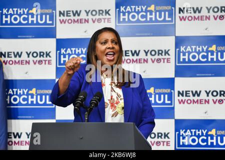 New York, États-Unis. 03rd novembre 2022. Letitia James, procureur général de New York, parle lors d'un événement avec le vice-président Kamala Harris et la gouverneure Kathy Hochul au Barnard College de New York, sur 3 novembre 2022. Photo par Anthony Behar/UPI crédit: UPI/Alay Live News Banque D'Images