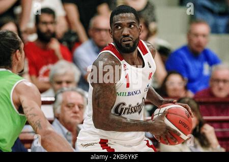 Darius Johnson-Odom de Grissin bon Reggio Emilia Basketball pendant le match international de basket-ball entre Grissin bon Reggio Emilia et Leiden Basketball à PalaRegnani sur 18 septembre 2019 à Scandiano, Italie. (Photo par Emmanuele Ciancaglini/NurPhoto) Banque D'Images