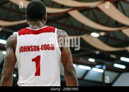 Darius Johnson-Odom de Grissin bon Reggio Emilia Basketball pendant le match international de basket-ball entre Grissin bon Reggio Emilia et Leiden Basketball à PalaRegnani sur 18 septembre 2019 à Scandiano, Italie. (Photo par Emmanuele Ciancaglini/NurPhoto) Banque D'Images