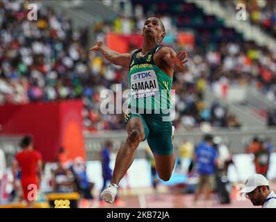 Ruswahl Samaai d'Afrique du Sud en compétition pour les hommes lors des Championnats du monde d'athlétisme de l'IAAF 17th au stade Khalifa de Doha, au Qatar, sur 27 septembre 2019. (Photo par Ulrik Pedersen/NurPhoto) Banque D'Images