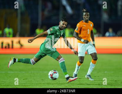 Riyad Karim Mahrez d'Algérie lors du match de la coupe africaine des nations 2019 entre la côte d'Ivoire et l'Algérie au stade de Suez à Suez, en Égypte, sur 11 juillet,2019. (Photo par Ulrik Pedersen/NurPhoto) Banque D'Images