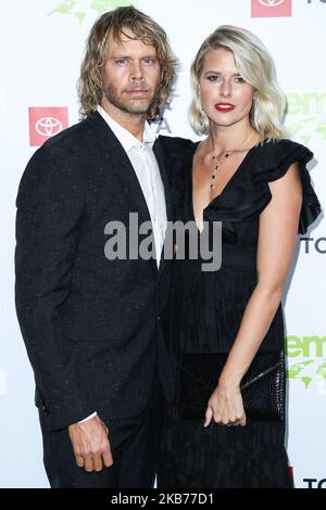 PACIFIC PALISADES, LOS ANGELES, CALIFORNIE, États-Unis - SEPTEMBRE 28 : Eric Christian Olsen et sa femme Sarah Wright Olsen arrivent au Gala annuel 2nd de l'Association des médias environnementaux, qui a eu lieu dans une résidence privée sur 28 septembre 2019, à Pacific Palisades, Los Angeles, Californie, États-Unis. (Photo par Xavier Collin/image Press Agency/NurPhoto) Banque D'Images