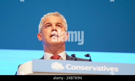 Steve Barclay, secrétaire d'État à la sortie de l'Union européenne et député de North East Cambridgeshire, parle au premier jour de la conférence du Parti conservateur à Manchester, en Angleterre, du 29 au 22 septembre 2019. (Photo de Giannis Alexopoulos/NurPhoto) Banque D'Images