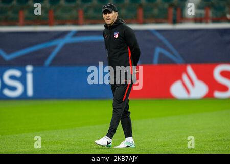 Diego Simeone, entraîneur-chef de l'Atletico de Madrid, lors de la session d'entraînement de l'Atletico de Madrid, avant le match du groupe D de la Ligue des champions de l'UEFA contre Lokomotiv sur 30 septembre 2019 à l'arène RZD de Moscou, en Russie. (Photo de Mike Kireev/NurPhoto) Banque D'Images