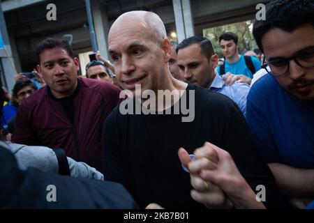 Le président, Mauricio Macri, lors du lancement de sa campagne pour les élections sur 27 octobre le 28 septembre 2019 à Buenos Aires, en Argentine. Le président s'est dirigé dans le quartier de Belgrano à Buenos Aires la première marche de ''si se puede' (''Oui vous pouvez''), une nouvelle modalité de campagne qui vous emmènera à voyager 30 villes en 30 jours.(photo de Federico Rotter/NurPhoto) Banque D'Images