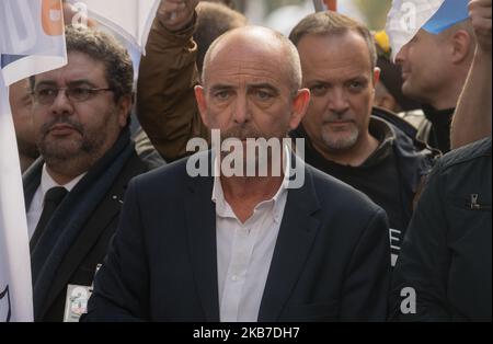 Yves Lefebvre, secrétaire général du syndicat Unite SGP-police, lors de la « arche de colère » de la police de Paris (France) sur 2 octobre 2019 (photo d'Estelle Ruiz/NurPhoto) Banque D'Images