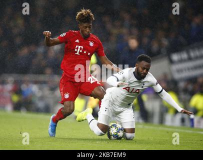 Danny Rose de Tottenham Hotspur est attaqué par Kingsley Coman du FC Bayern Munich lors de l'UAFA Champion League Group B entre Tottenham Hotspur et Bayern Munich au Tottenham Hotspur Stadium , Londres, Royaume-Uni le 01 octobre 2019 (photo par action Foto Sport/NurPhoto) Banque D'Images