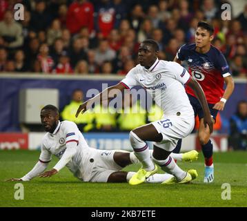 Fikayo Tomori de L-R Chelsea et Kurt Zouma de Chelsea pendant le groupe de Ligue Champion H de l'UAFA entre Lillie OSC et Chelsea au Stade Pierre-Mauroy , Lillie, France, le 02 octobre 2019 (photo par action Foto Sport/NurPhoto) Banque D'Images