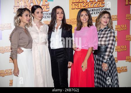 Silvia d'amico, Ilenia Pastorelli, Ambra Angiolini, Serena Rossi, Michaela Andreozzi assistent au film de photocall 'Brave Ragazze' le 3 octobre 2019 à Rome, Italie. (Photo de Mauro Fagiani/NurPhoto) Banque D'Images