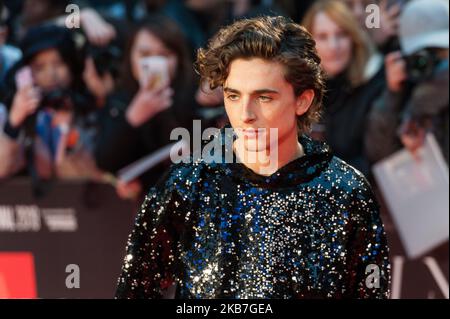 Timothée Chalamet participe à la première du film britannique « The King » à Odeon Luxe Leicester Square lors du 63rd BFI London film Festival Gala American Airlines le 03 octobre 2019 à Londres, en Angleterre. (Photo de Wiktor Szymanowicz/NurPhoto) Banque D'Images