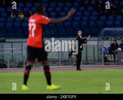 Julien Stephan lors du match de football de la Ligue européenne S.S. Lazio contre Rennes au stade olympique de Rome, le 03 octobre 2019. (Photo par Silvia Lore/NurPhoto) Banque D'Images