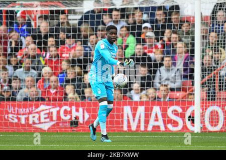 Brice Samba (30) de la forêt de Nottingham lors du match de championnat Sky Bet entre Nottingham Forest et Brentford au City Ground, Nottingham, le samedi 5th octobre 2019. (Photo de Jon Hobley/MI News/NurPhoto) Banque D'Images