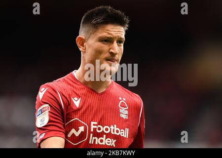 Joe Lolley (23) de la forêt de Nottingham lors du match de championnat Sky Bet entre Nottingham Forest et Brentford au City Ground, Nottingham, le samedi 5th octobre 2019. (Photo de Jon Hobley/MI News/NurPhoto) Banque D'Images