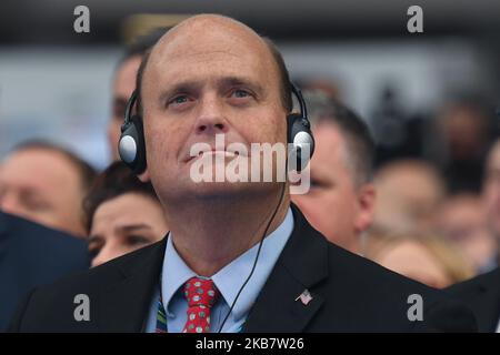 Tom Reed, avocat et homme politique américain qui est le représentant des États-Unis pour le district du Congrès de New York en 23rd et un républicain, au forum économique du Congrès 590, dans l'Arena Exhibition and Congress Centre de Jasionka en G2A, près de Rzeszow. Congrès 590, un événement de deux jours sert de forum pour l'échange d'idées sur les affaires, la science, la politique et la législation afin de mieux promouvoir la croissance économique de la Pologne, le lundi 7 octobre 2019, à Jasionka, Rzeszow, Pologne. (Photo par Artur Widak/NurPhoto) Banque D'Images