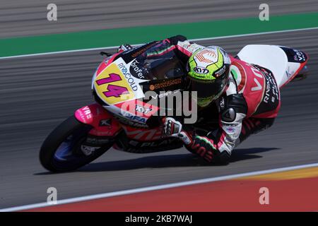 Tony Arbolino (14) d'Italie et VNE tireurs Honda lors de la qualification du Gran Premio Michellin de Aragon du championnat du monde de MotoGP au circuit d'Aragon de Motorland sur 21 septembre 2019 à Alcaniz, Espagne. (Photo de Jose Breton/Pics action/NurPhoto) Banque D'Images