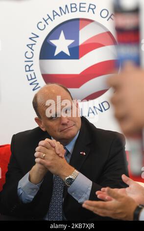 Tom Reed, avocat et homme politique américain qui sert de représentant américain pour le quartier du Congrès de New York en 23rd et républicain, vu le deuxième jour du Forum économique du Congrès 590, dans le Centre d'exposition et de congrès de l'Arena G2A à Jasionka, près de Rzeszow. Congrès 590, un événement de deux jours sert de forum pour l'échange d'idées sur les affaires, la science, la politique et la législation afin de mieux promouvoir la croissance économique de la Pologne. Mardi, 8 octobre 2019, à Jasionka, Rzeszow, Pologne. (Photo par Artur Widak/NurPhoto) Banque D'Images