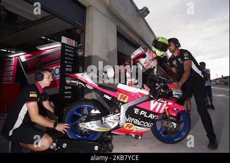 Tony Arbolino (14) d'Italie et VNE tireurs Honda lors de la qualification du Gran Premio Michellin de Aragon du championnat du monde de MotoGP au circuit d'Aragon de Motorland sur 21 septembre 2019 à Alcaniz, Espagne. (Photo de Jose Breton/Pics action/NurPhoto) Banque D'Images