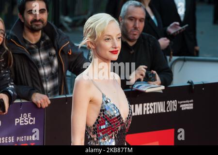 Andrea Riseborough assiste à la première internationale du film 'The Irishman' à Odeon Luxe Leicester Square lors du gala de la soirée de clôture du BFI London film Festival 63rd, le 13 octobre 2019 à Londres, en Angleterre. (Photo de Wiktor Szymanowicz/NurPhoto) Banque D'Images