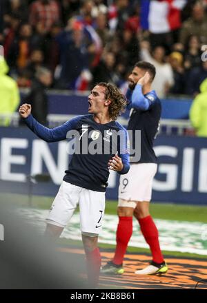 Antonie Grezmann et Olivier Giroud lors du match de qualification Euro 2020 Groupe H entre la France et la Turquie au Stade de France à Saint-Denis, en dehors de Paris sur 14 octobre 2019. (Photo par Elyxandro Cegarra/NurPhoto) Banque D'Images