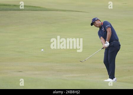 Byeong Hun une action de la Corée du Sud lors d'un tour PGA la coupe CJ neuf ponts Round 2 au club de golf de Nine Bridge à Jeju, en Corée du Sud, sur 18 octobre 2019. (Photo de Seung-il Ryu/NurPhoto) Banque D'Images
