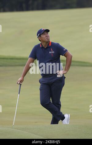 Byeong Hun une action de la Corée du Sud lors d'un tour PGA la coupe CJ neuf ponts Round 2 au club de golf de Nine Bridge à Jeju, en Corée du Sud, sur 18 octobre 2019. (Photo de Seung-il Ryu/NurPhoto) Banque D'Images