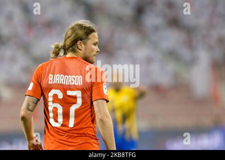 Birkir Bjarnason d'Al Arabi fait ses débuts dans la Ligue des étoiles du QNB contre Al Gharafa sur 20 octobre 2019 au stade du Grand Hamad à Doha, au Qatar. (Photo de Simon Holmes/NurPhoto) Banque D'Images