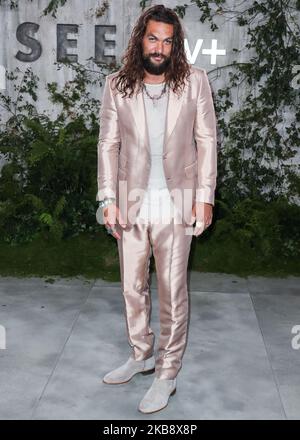 WESTWOOD, LOS ANGELES, CALIFORNIE, États-Unis - OCTOBRE 21 : l'acteur Jason Momoa arrive à la première mondiale d'Apple TV+s 'sa' qui s'est tenue au Fox Village Theatre sur 21 octobre 2019 à Westwood, Los Angeles, Californie, États-Unis. (Photo par Xavier Collin/image Press Agency/NurPhoto) Banque D'Images