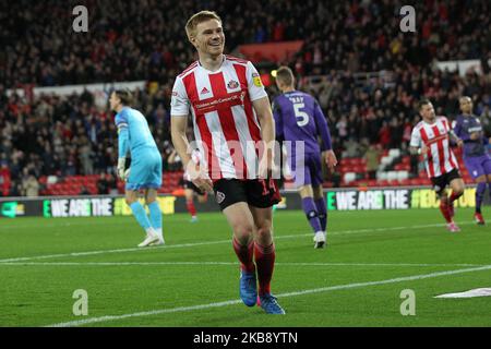 Duncan Watmore, de Sunderland, célèbre son premier but lors du match de la Sky Bet League 1 entre Sunderland et Tranmere Rovers au stade de Light, Sunderland, le mardi 22nd octobre 2019. (Photo de Mark Fletcher/MI News/NurPhoto) Banque D'Images